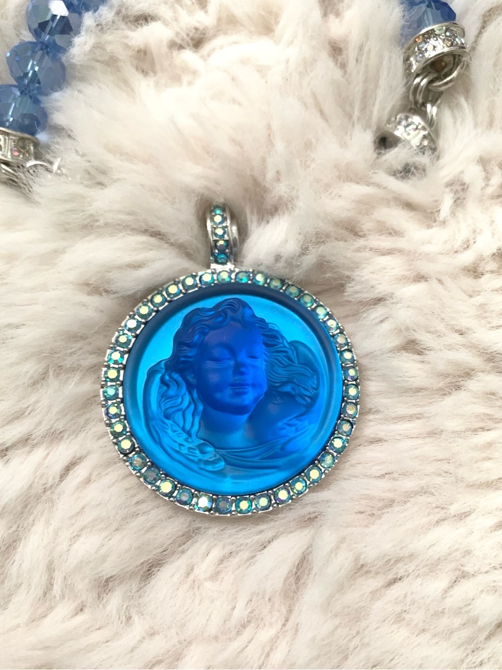 Kirk’s Folly Blue Angel Face Magnetic Pendant Necklace - Picture 6 of 6